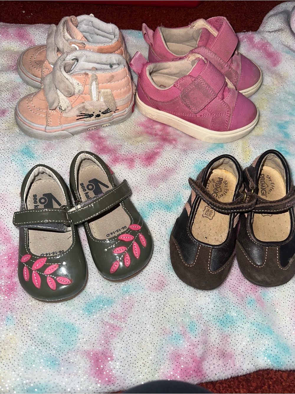 Lot of 4 toddler shoes size 4, 5, 6.